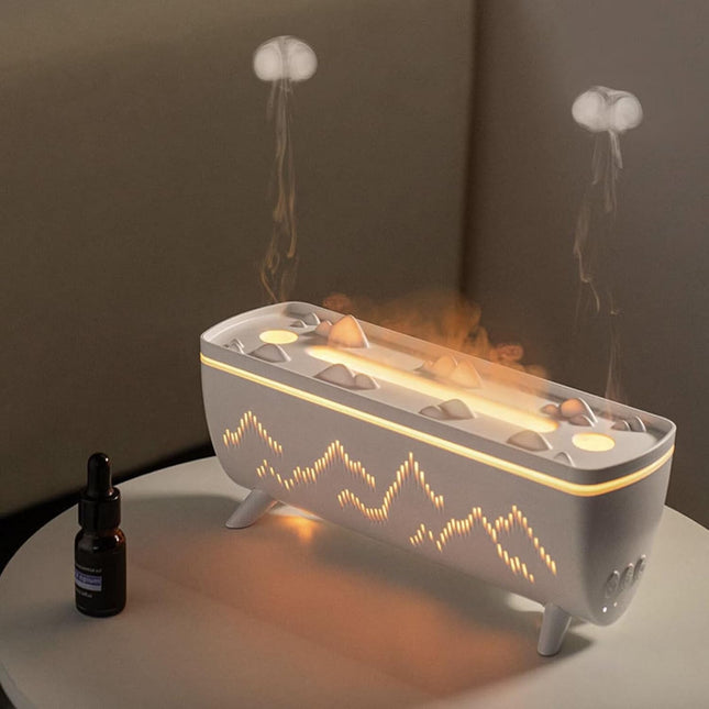 Flame Fire Diffuser Humidifier, 3 Colors Changing Oil Diffuser,Flame 2 Mist Modes, Ultra-Quiet Aroma Essential Oils Aromatherapy Diffusers for Bedroom, Office