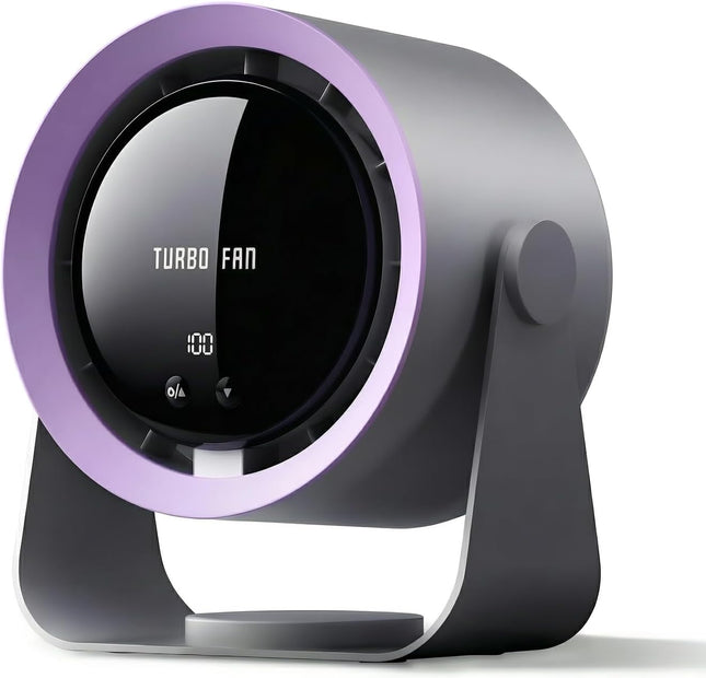 Desk Fan, USB Rechargeable Quiet Desktop Fan with 5400Mah Battery & LED Display, Adjustable Speed Control, 90° Tilt Head Hangable Table Fan for Office, Bedroom, Dorm, Kitchen (Deep Sky Grey)