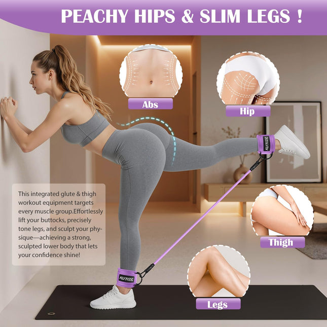 Ankle Resistance Bands with Cuffs & Fabric Resistance Bands Set - Legs & Glutes Workout Equipment for Women & Men, Home Gym Heavy Exercise Bands for Butt, Hip, Yoga,Strength Training