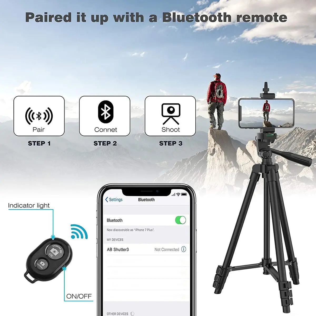 103Cm Lightweight Camera Tripod for Mobile Tripod Camera Portable SLR Bluetooth-Compatible Desktop Cam Stand Monopod Smartphone