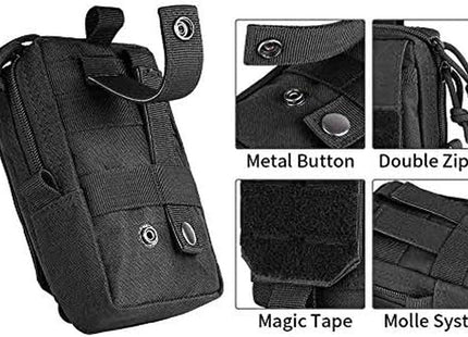Molle Pouch Multi-Purpose Tactical Compact Water-Resistant Utility Pouch with CA Flag Patch and D-Ring Gear Clip