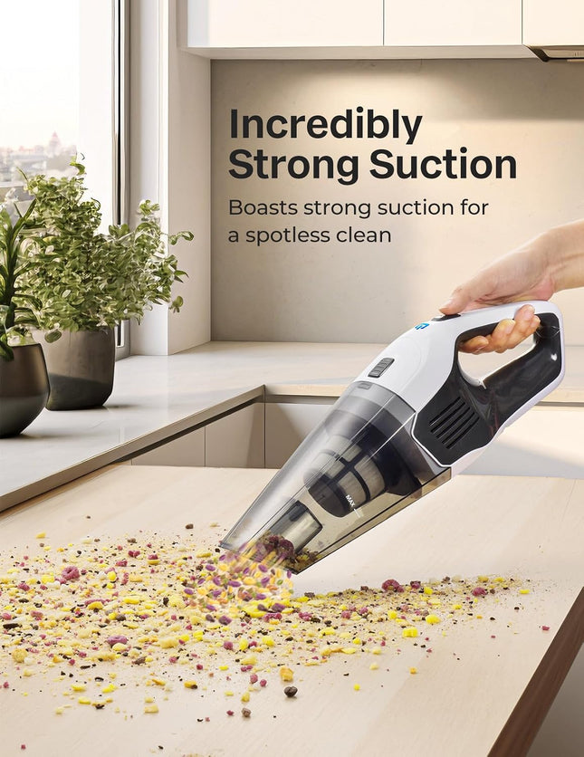 Handheld Vacuum Cleaner, Powerful Suction Portable Lightweight Hand Held Vacuum Cordless with 25-30Mins Long Runtime Rechargeable Battery Quick Charge for Home, Car, Carpet Stairs, Pet Hair Cleaning